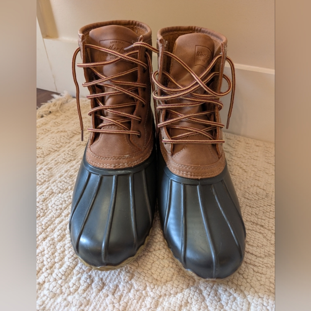 Original Weatherproof Vintage Duck Boots Brown and Green